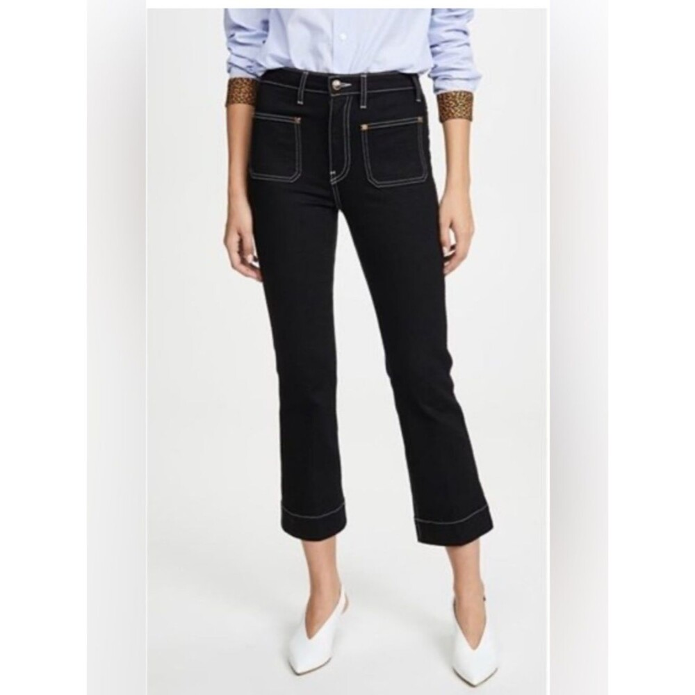 Khaite NEW Raquel Crop Flare Jeans Black Size 27
